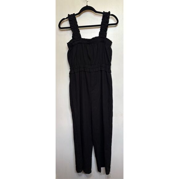 Blu Pepper Buttoned Jumpsuit Black Ruffle Straps M NWT - Picture 7 of 11